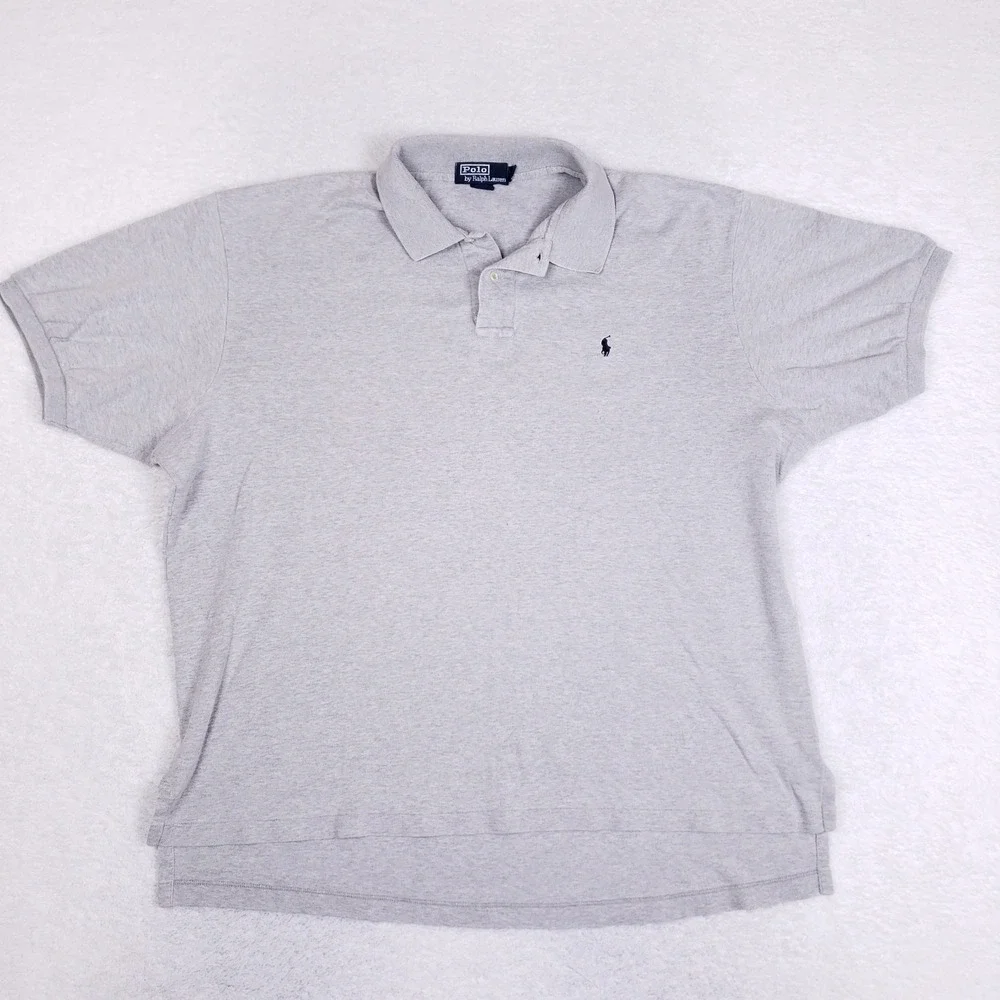 Polo Ralph Lauren Shirt XXL Short Sleeve‎ Polo Heather Gray Cotton Y2K Classic